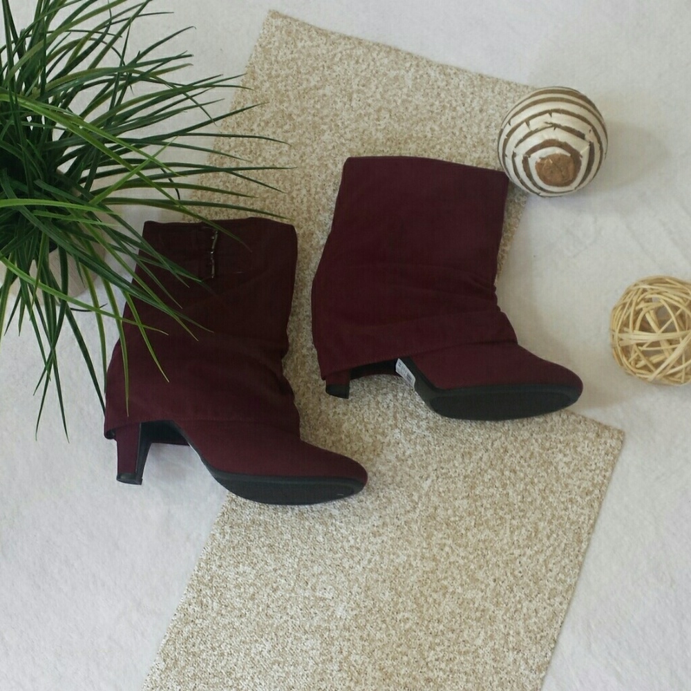 Charlotte Russe Wine Faux Suede Boot *Firm*